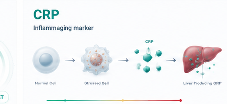 CRP - inflammation cascade and Inflammaging marker