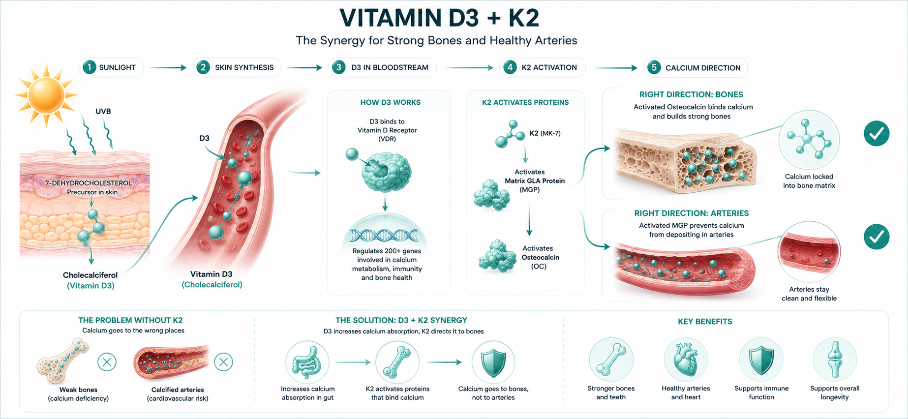 Vitamin D3 + K2 synthesis pathway